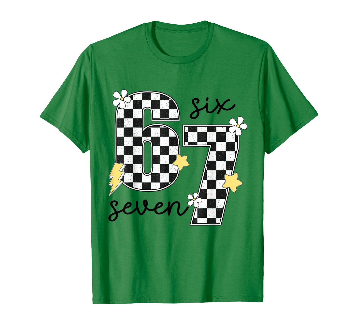 Funny 67 Six Seven Meme Slang 6-7 Checkered Number 6 7 T-Shirt