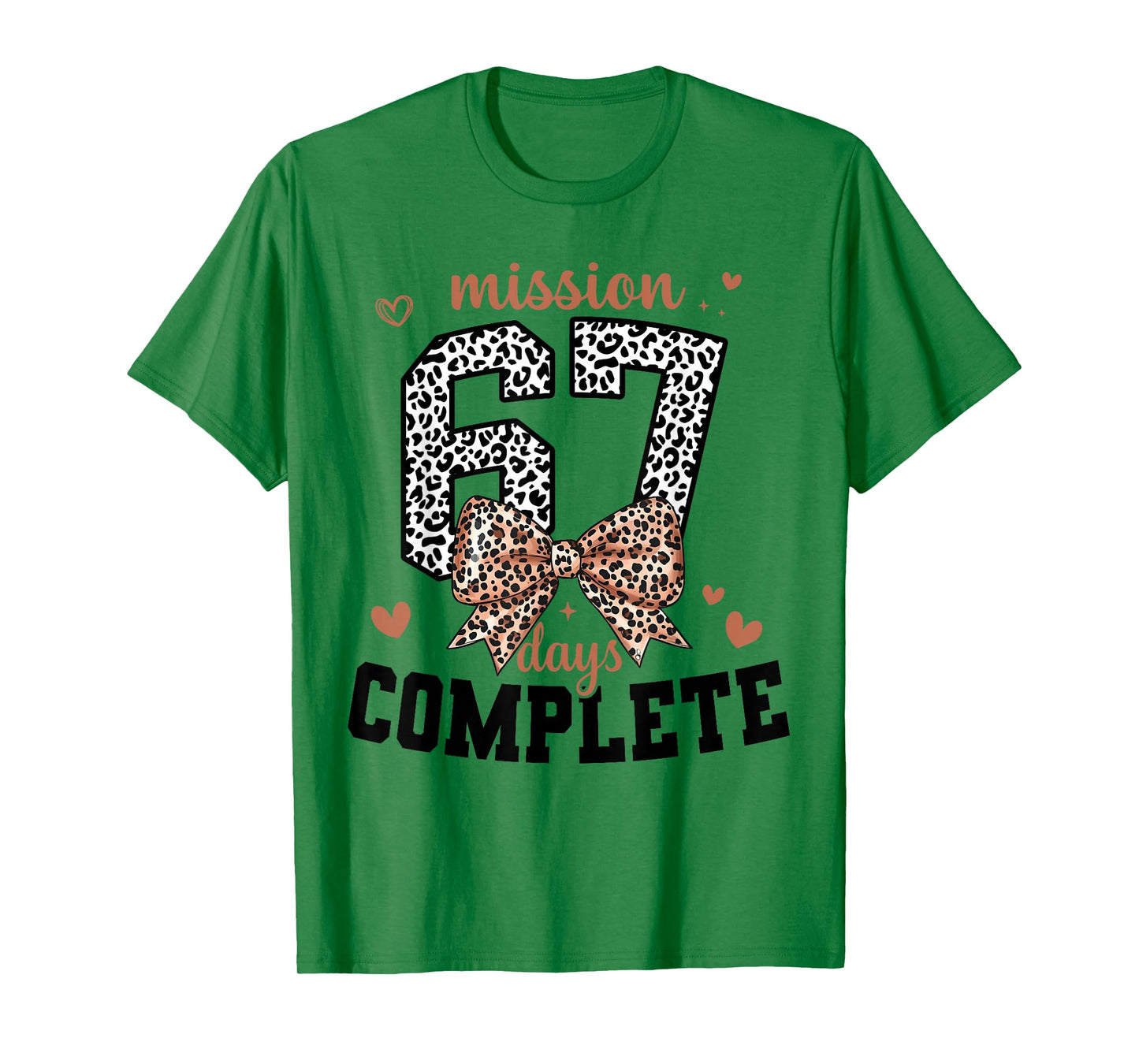 Mission 67 Days Complete Back to School Bow Leopard Print T-Shirt