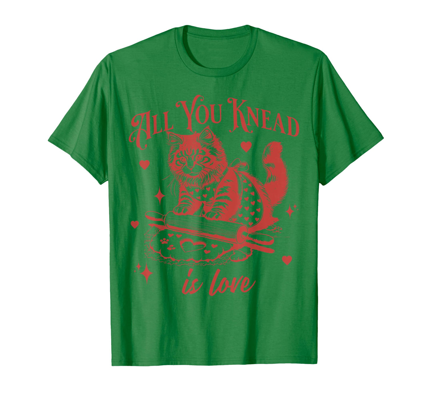 Vintage Cat Biscuits Kneading Dough Valentine's Day T-Shirt