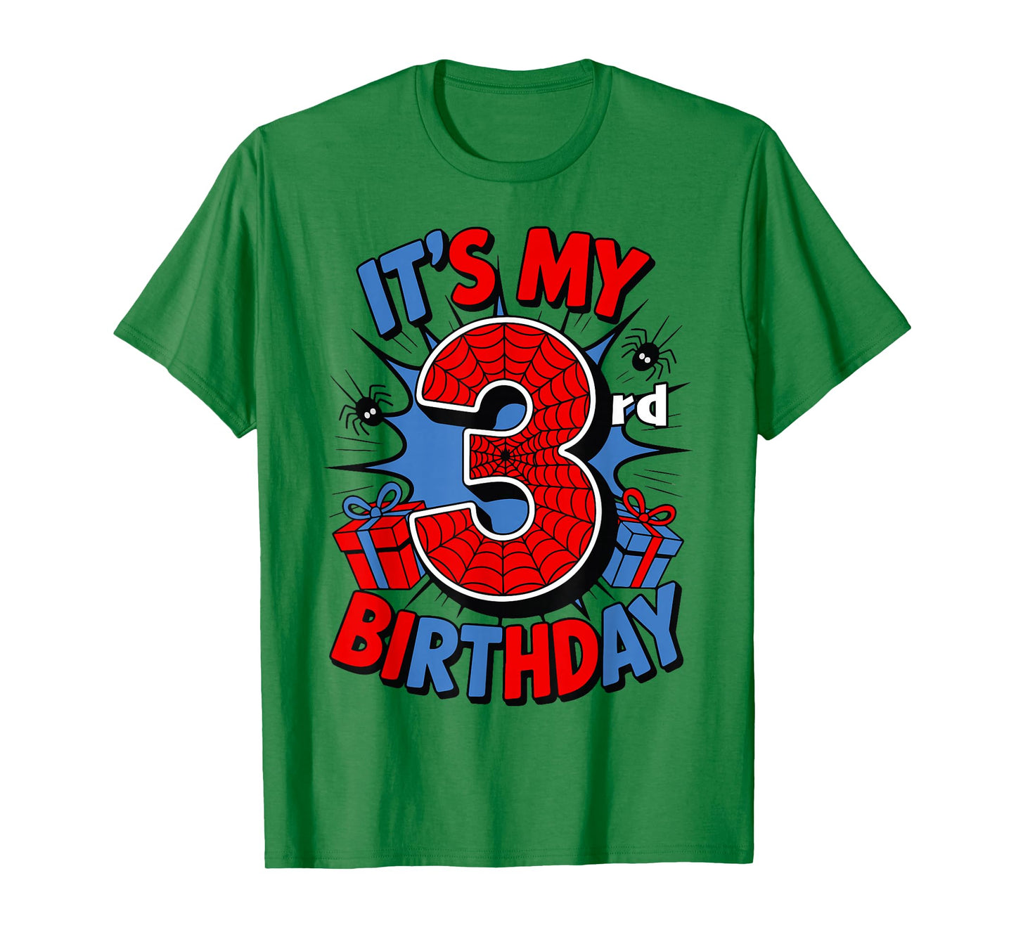 It's My 3rd Birthday Spider Theme Party 3 Year Old Boys Kids T-Shirt