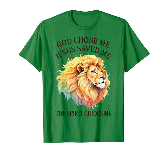 Christian Faith Jesus Lion God Chose Me Jesus Saved Me T-Shirt