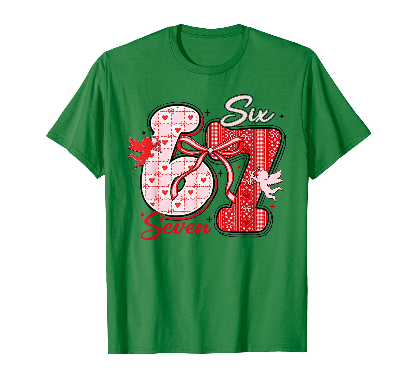 Six Seven Meme 67 Coquette Bow Valentines Women Girls Kids T-Shirt