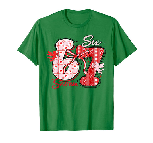 Six Seven Meme 67 Coquette Bow Valentines Women Girls Kids T-Shirt