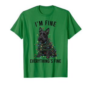 Scottish Terrier Christmas I'm Fine Everything is Fine T-Shirt