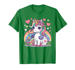 Super Cute Unicorn with Rainbow and Stars Unicorn T-Shirt