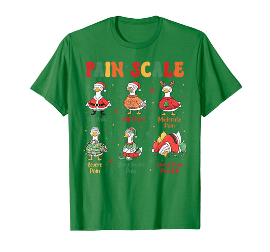 Pain Scale Funny Xmas Silly Goose Pain Scale Christmas Nurse T-Shirt