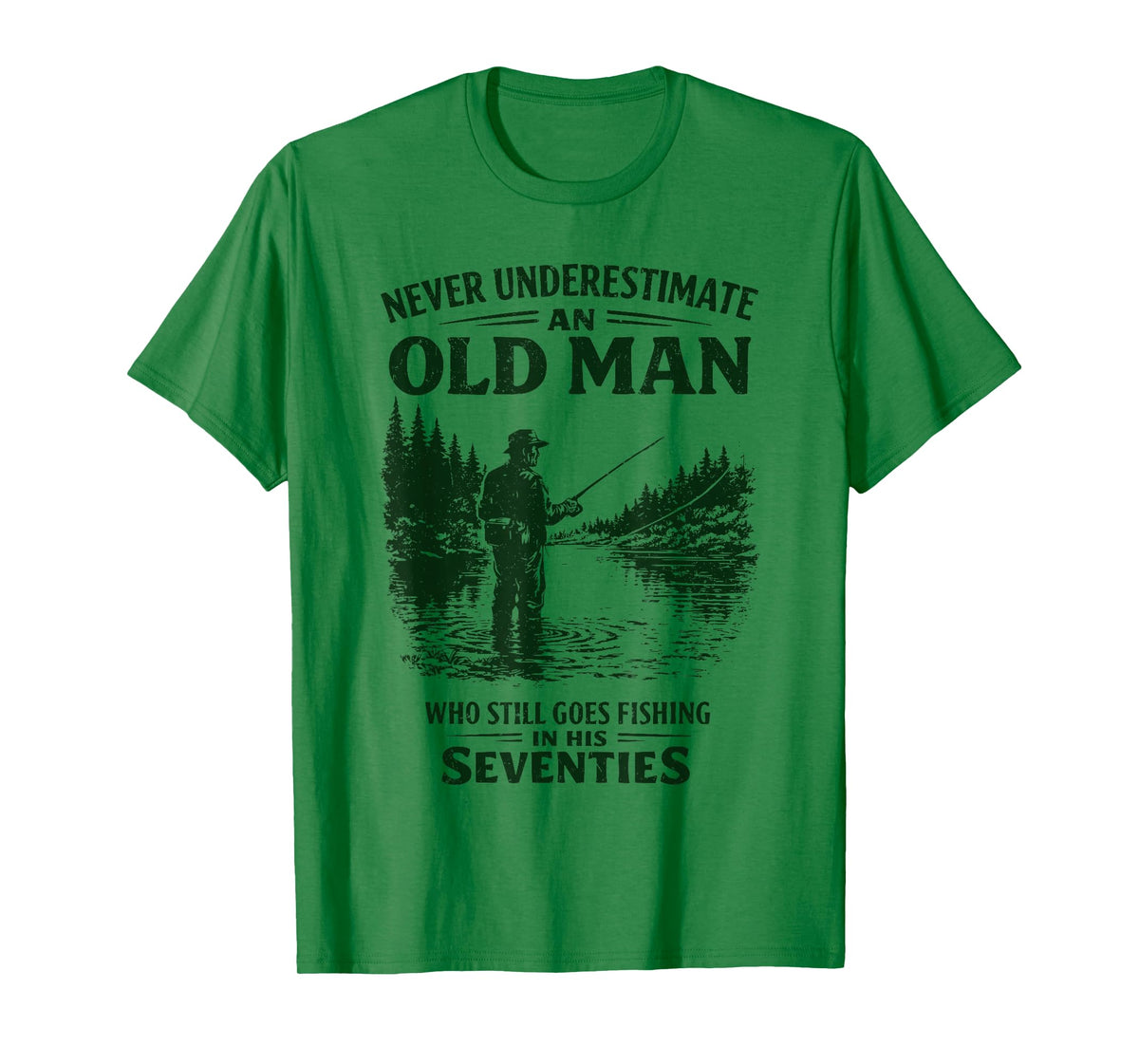 Never Underestimate an Old Man Who Goes Fishing in His 70s T-Shirt