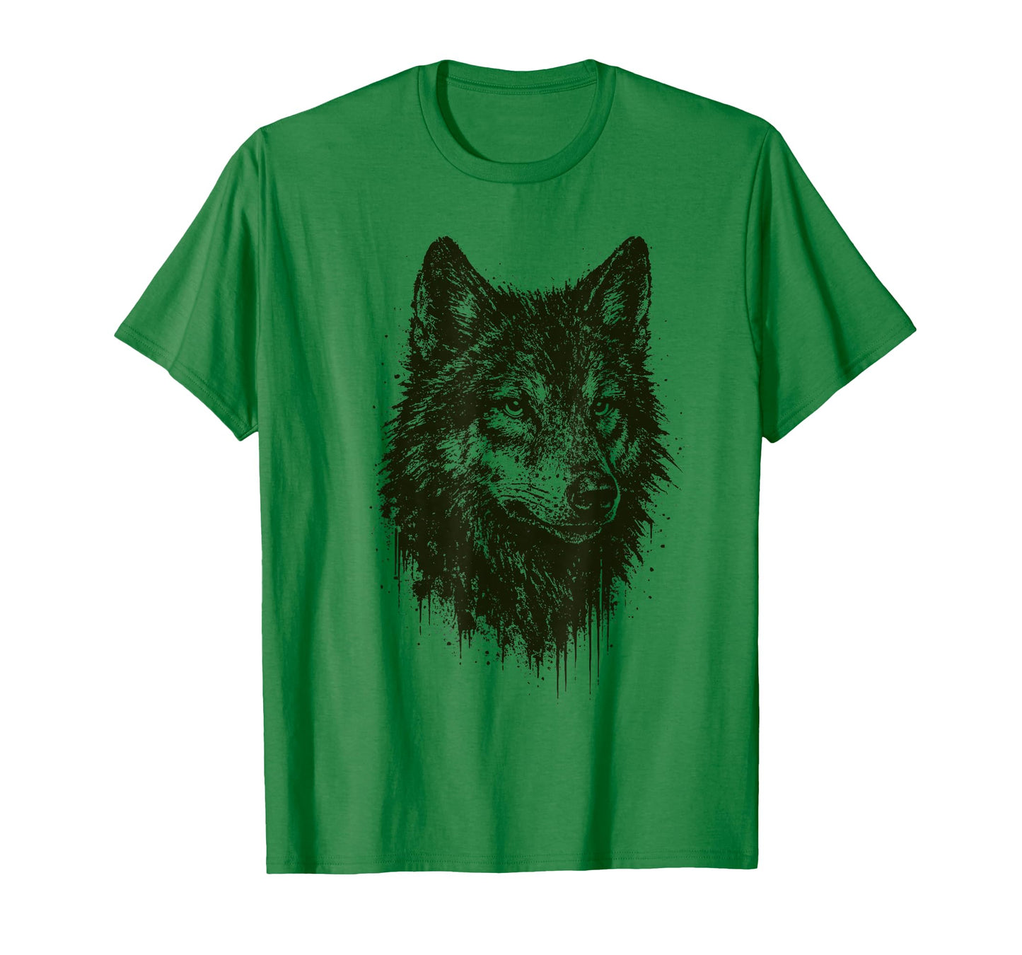 Wolf Ink Art Grunge Wild Nature Animal Portrait Edgy Wolves T-Shirt