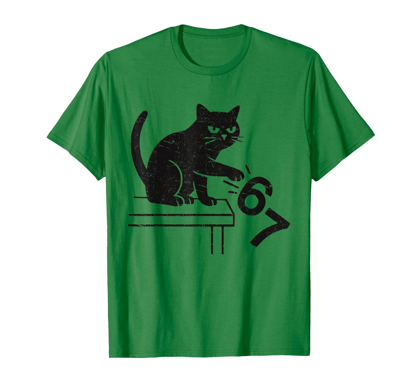 Funny 6 7 Meme Cat Knocking Off 67 T-Shirt