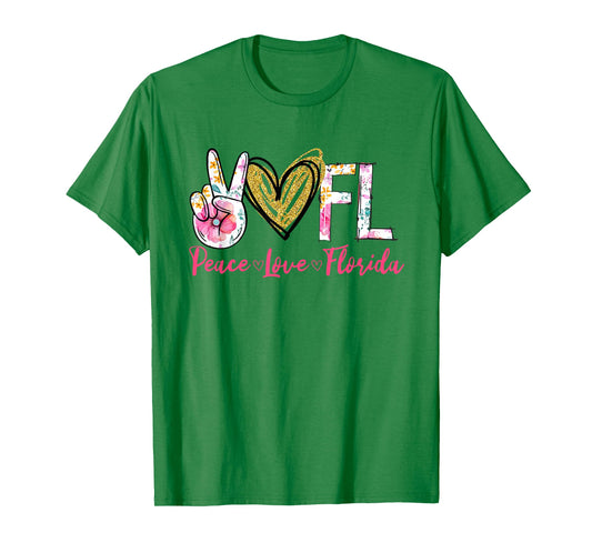 Peace Love Florida Floral Vintage Florida Pride State T-Shirt