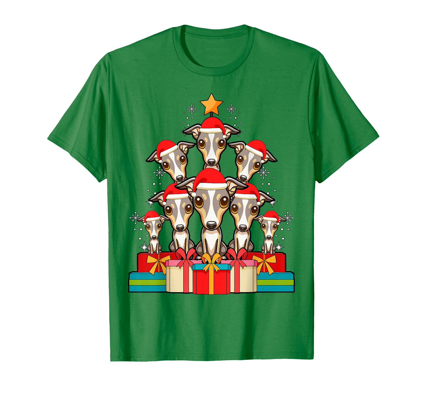 Cute Greyhound Iggy Italian Greyhound Christmas Tree Xmas T-Shirt