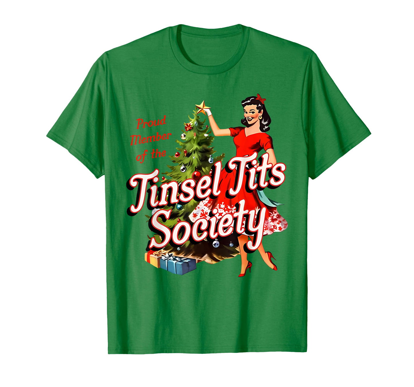 Proud Member of Tinsel Tits Society Lady Funny Christmas T-Shirt