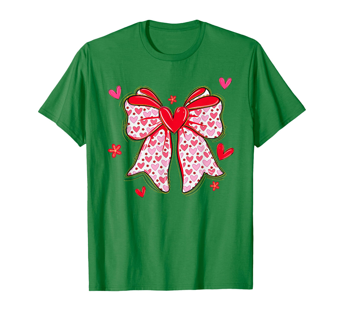 Valentines Day Hearts Coquette Bow Women Girls T-Shirt