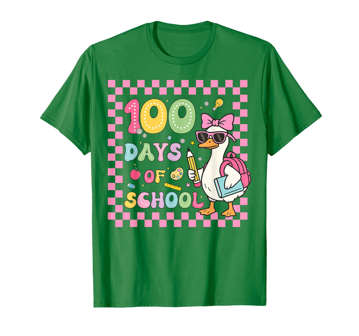 100 Days of School Preppy Goose 100th Day of School Girls T-Shirt