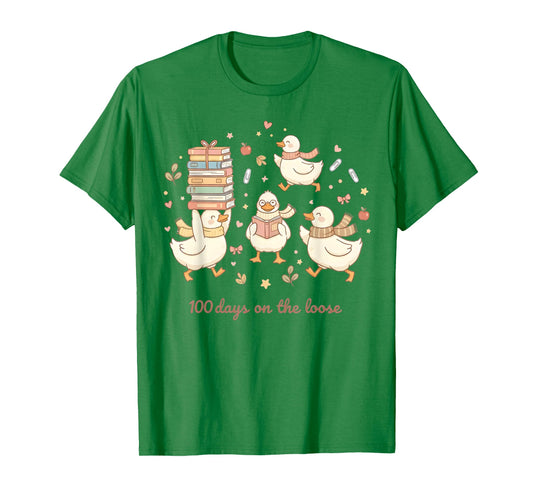 100 Days on The Loose Funny Goose 100th Day of School Kids T-Shirt