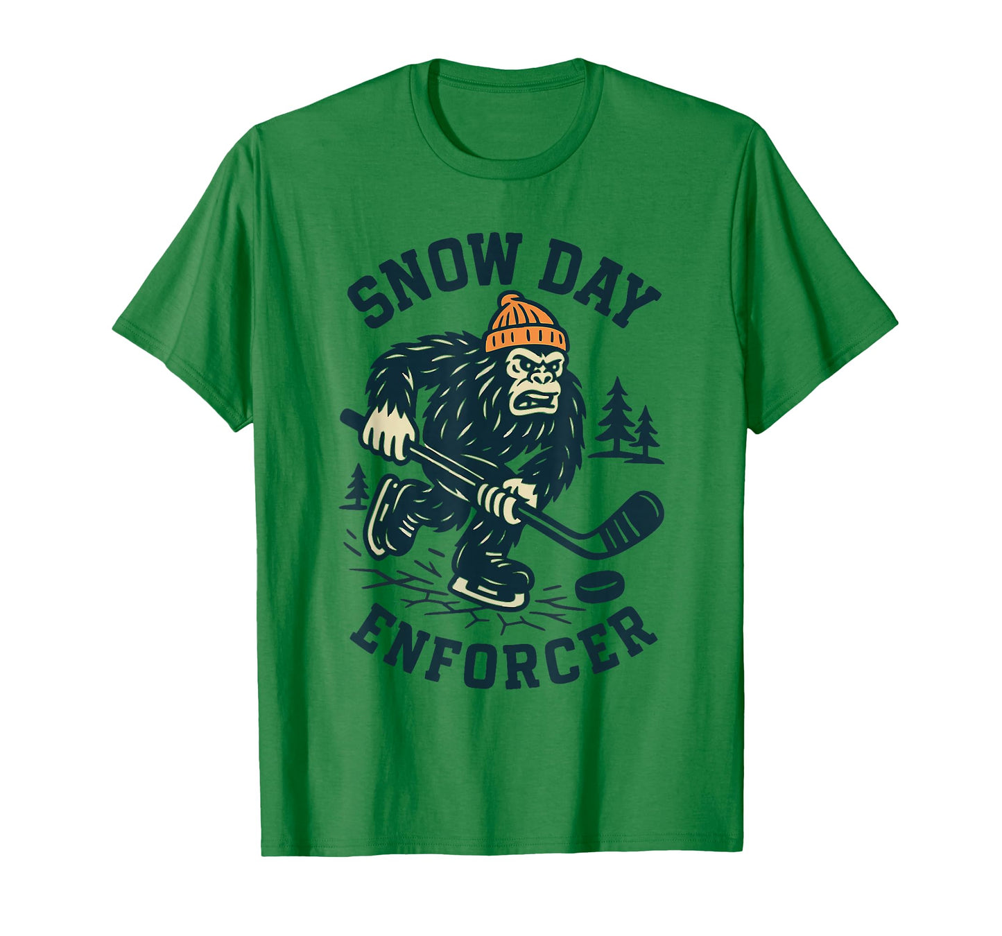 Snow Day Enforcer Abominable Snowman Hockey Player T-Shirt