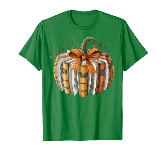 Book Pumpkin Fall Reading Thanksgiving Teacher Librarian T-Shirt
