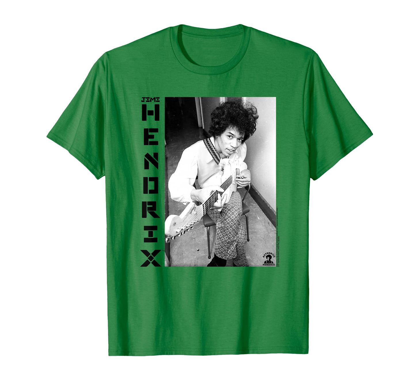 Jimi Hendrix Black and White Guitar Portrait Vintage Music T-Shirt