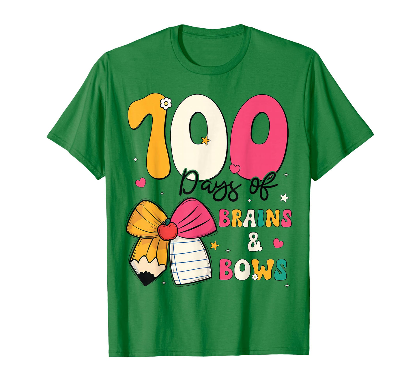 100 Days of School Brains and Bows 100th Day of School Girls T-Shirt