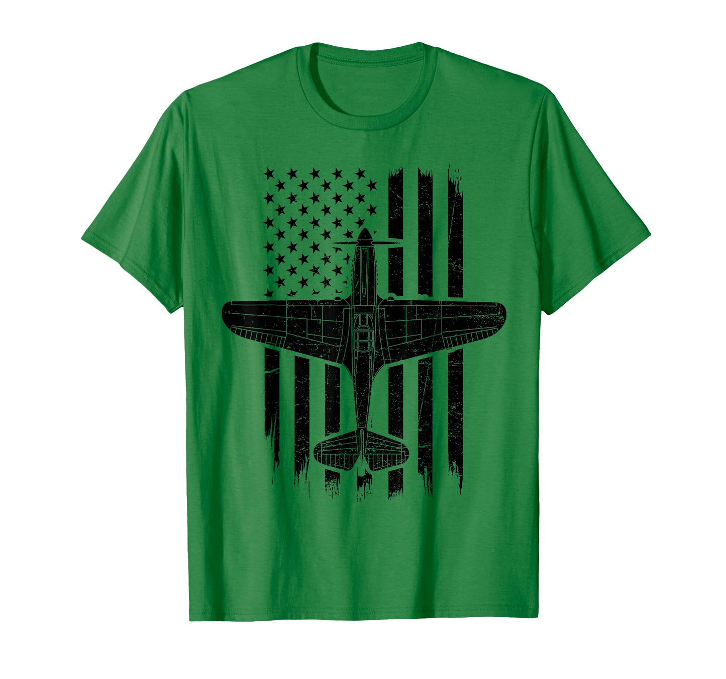 P-40 Warhawk Flag US Military WW2 Fighter Aircraft Bomber T-Shirt