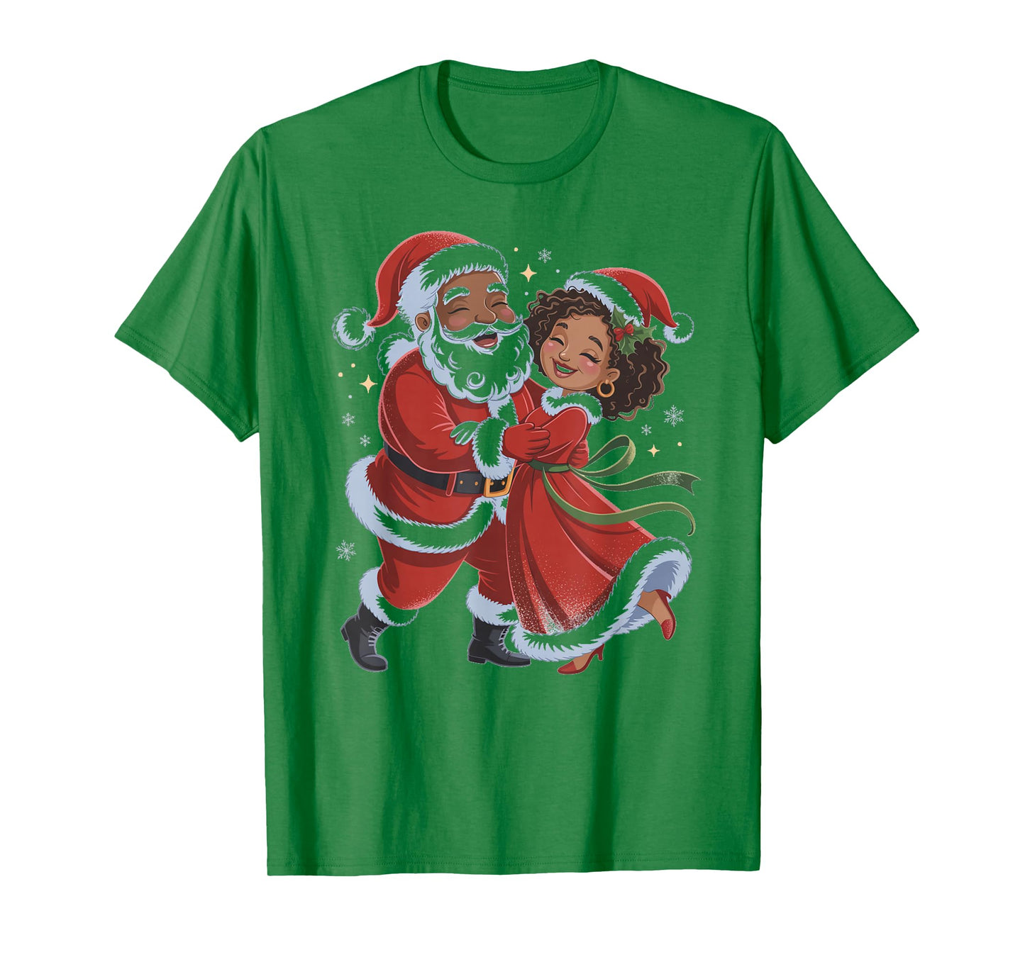 African American Santa Dancing with Mrs Claus Couple Dance T-Shirt