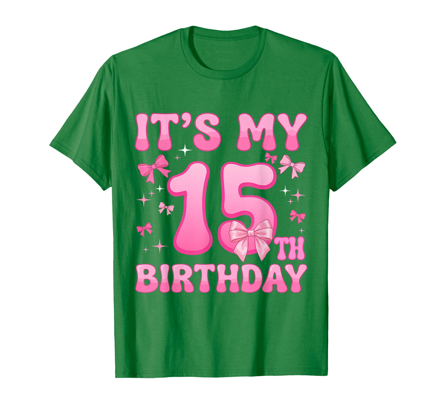 15th Birthday Shirt Girls Coquette Bow 15 Year Old Birthday T-Shirt