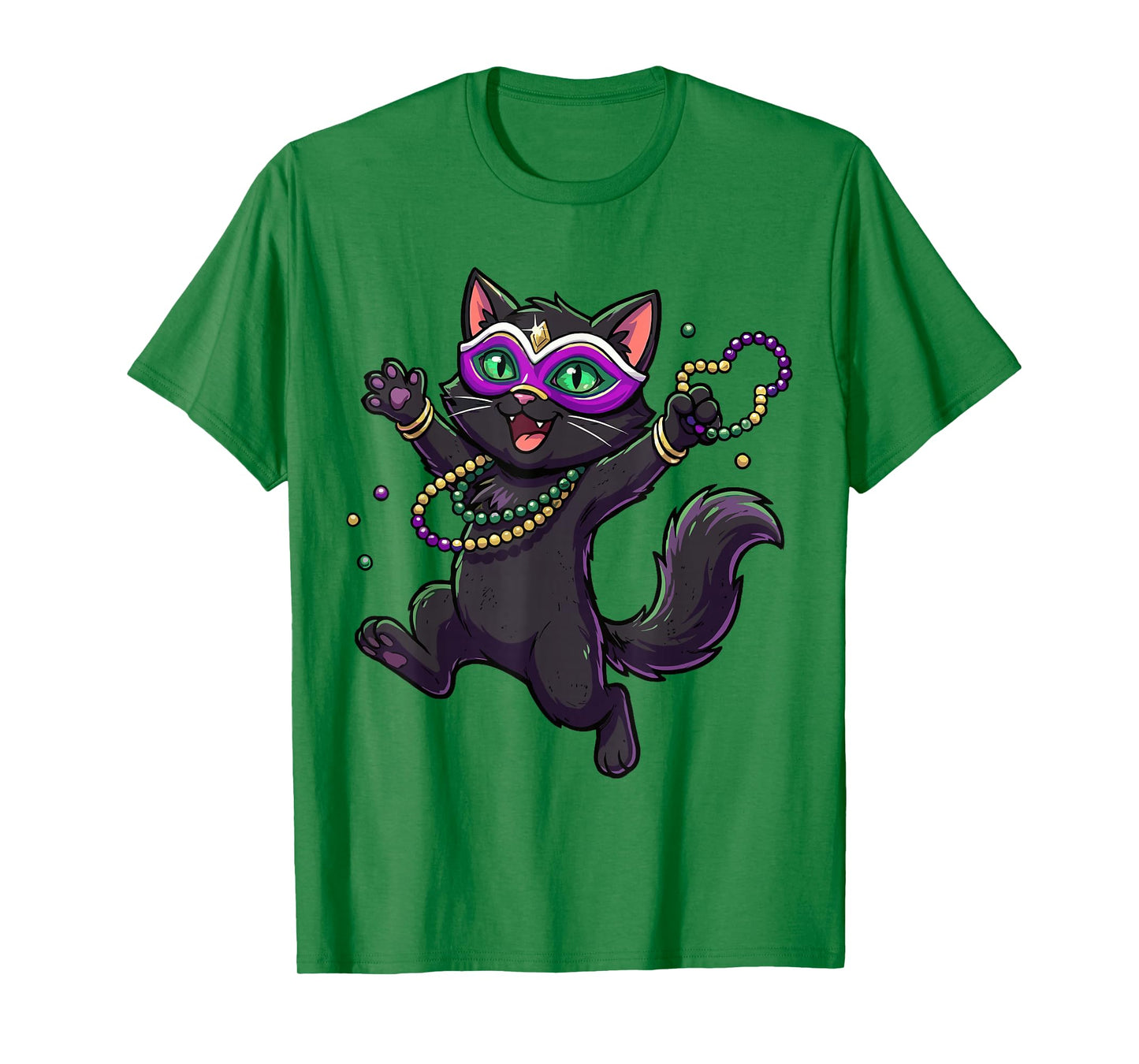 Cute Mardi Gras Cat for Women Girls Cat Lovers Carnival Mask T-Shirt