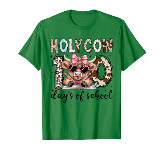 Holy Cow Heifer 100 Days of School Funny Boy Girl Teacher T-Shirt