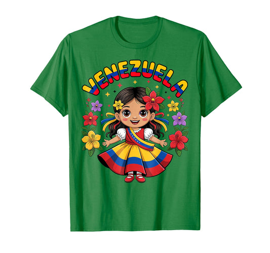 Cute Venezuela Girl Kids Traditional Dress Colorful Art T-Shirt