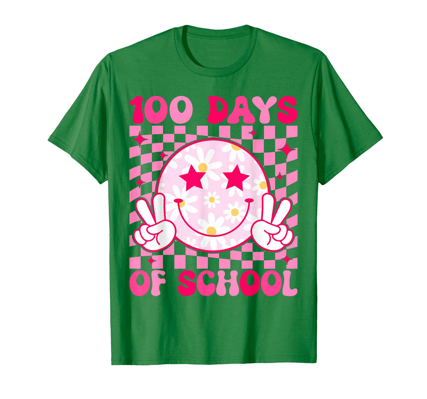 Retro Groovy 100 Days of School Happy Face 100th Day School T-Shirt