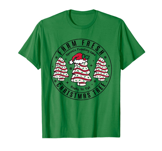 Farm Fresh Xmas Tree Cakes Retro Vintage Graphic Christmas T-Shirt