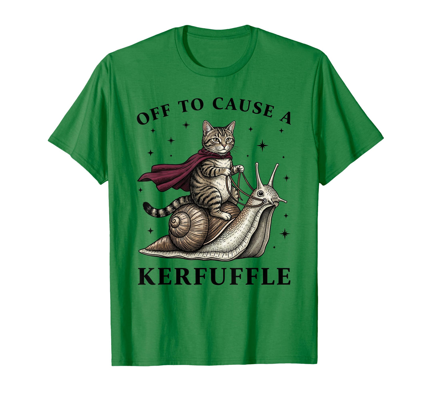 Off to Cause A Kerfuffle Funny Whimsical Cat Meme T-Shirt