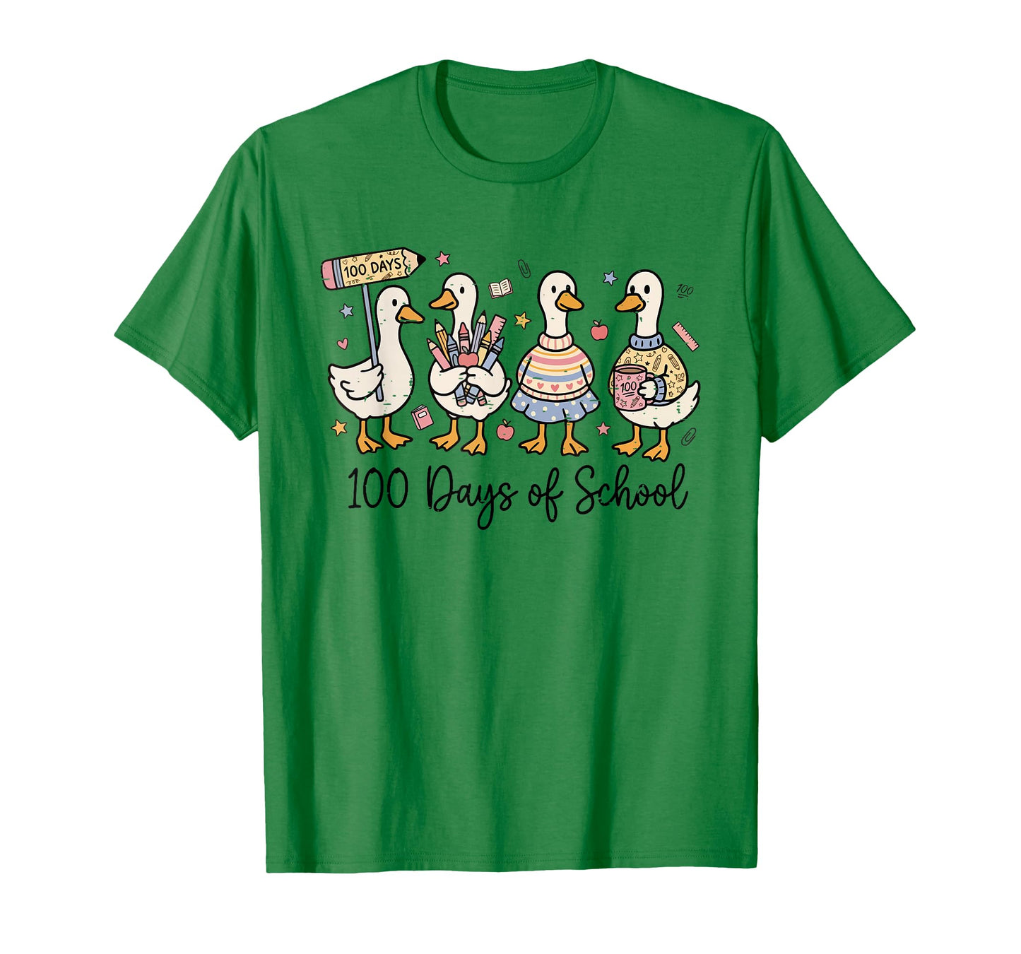 100 Days of School Duck Silly Goose Teacher 100 Days Smarter T-Shirt