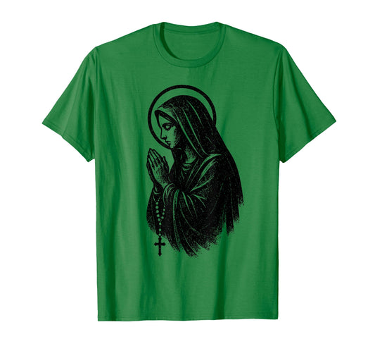 Praying Virgin Mary - Vintage Graphic Christian Faith T-Shirt