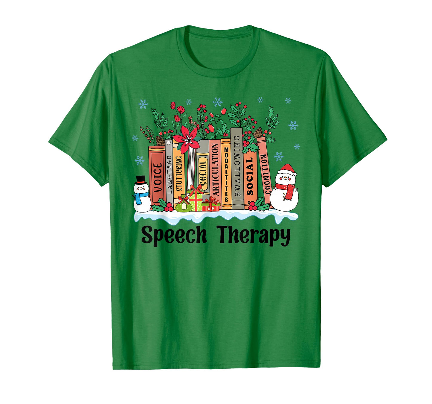 Speech Therapy Christmas Books Speech Language Pathologist T-Shirt
