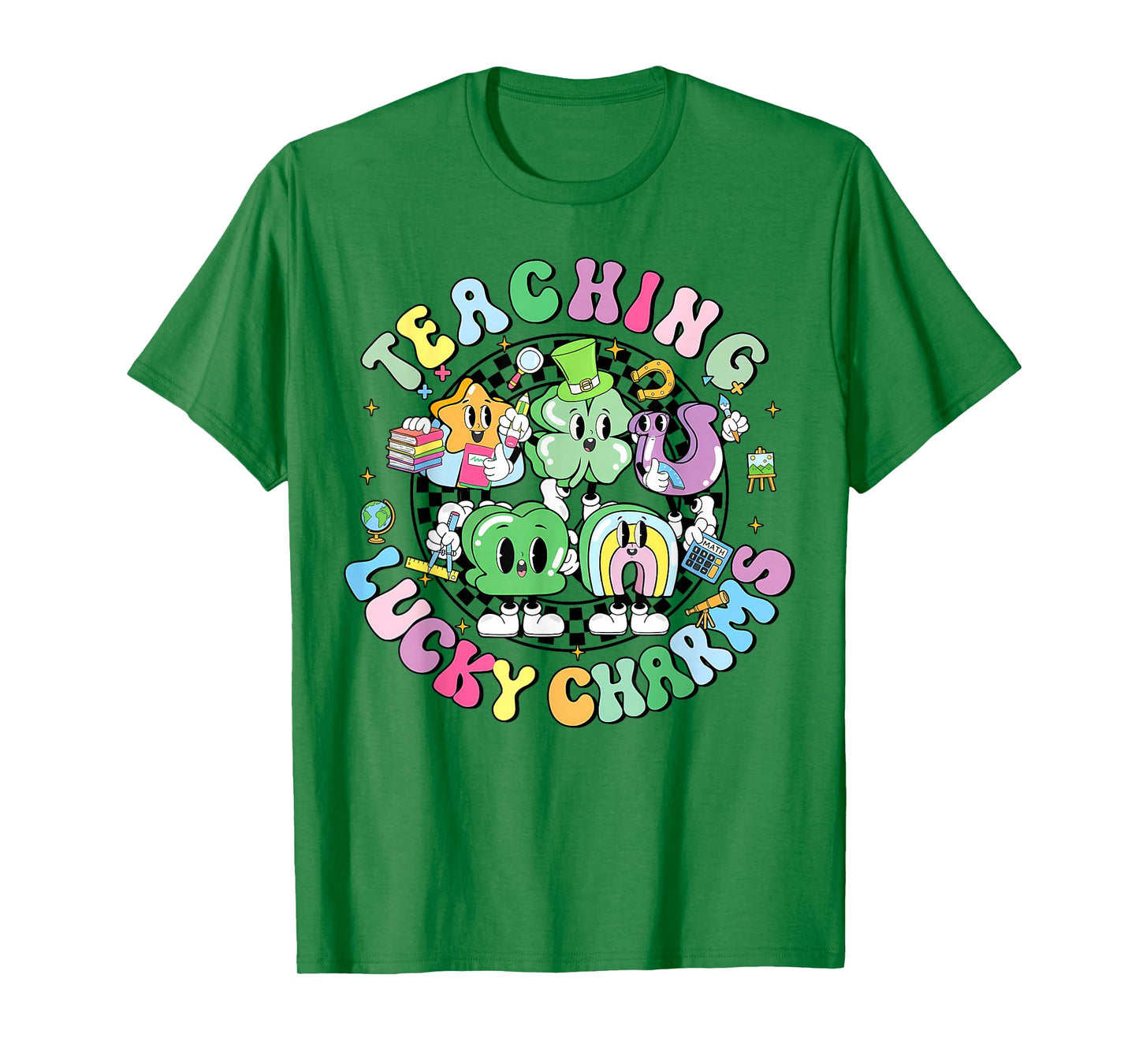 Checkered Teaching Lucky Charms St Patricks Day Teachers T-Shirt