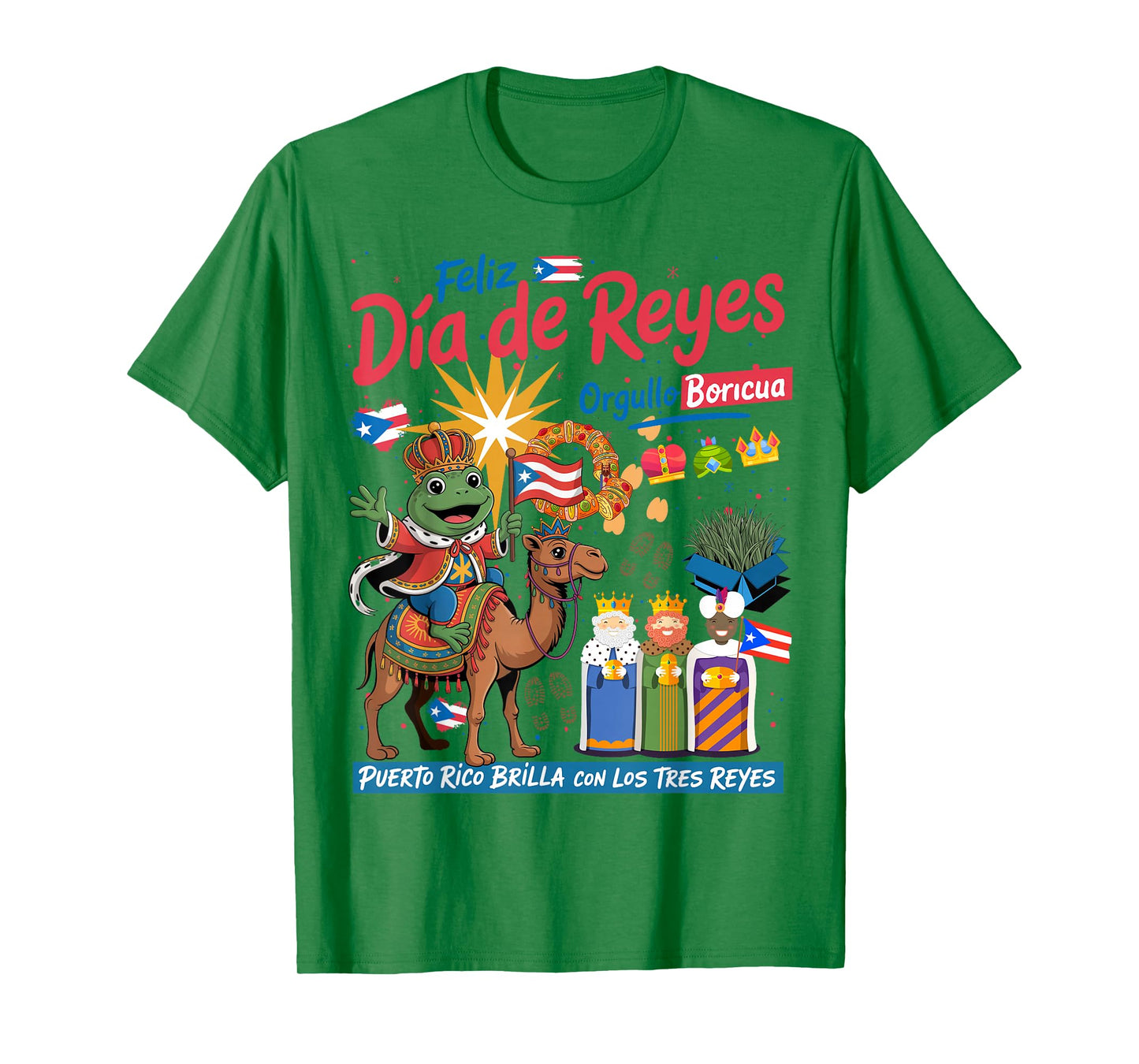 Three Kings Day Puerto Rican Women Idea Coqui Frog Boricua T-Shirt
