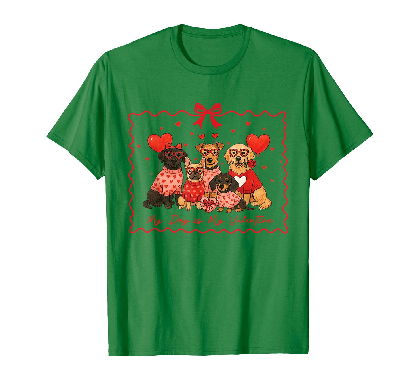 My Dog is My Valentine Cute Pup Squad Heart Glasses Dog Mom T-Shirt