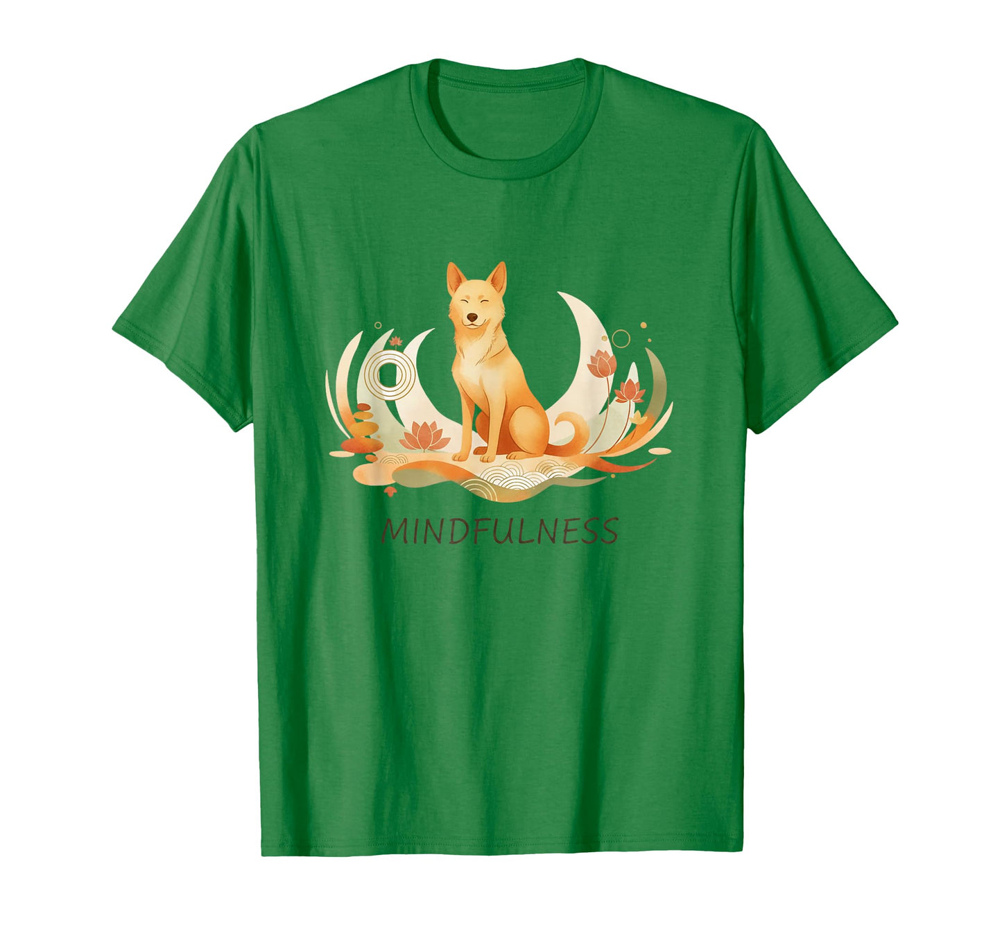Peace Walking Monk Dog Minimalist Zen Art T-Shirt