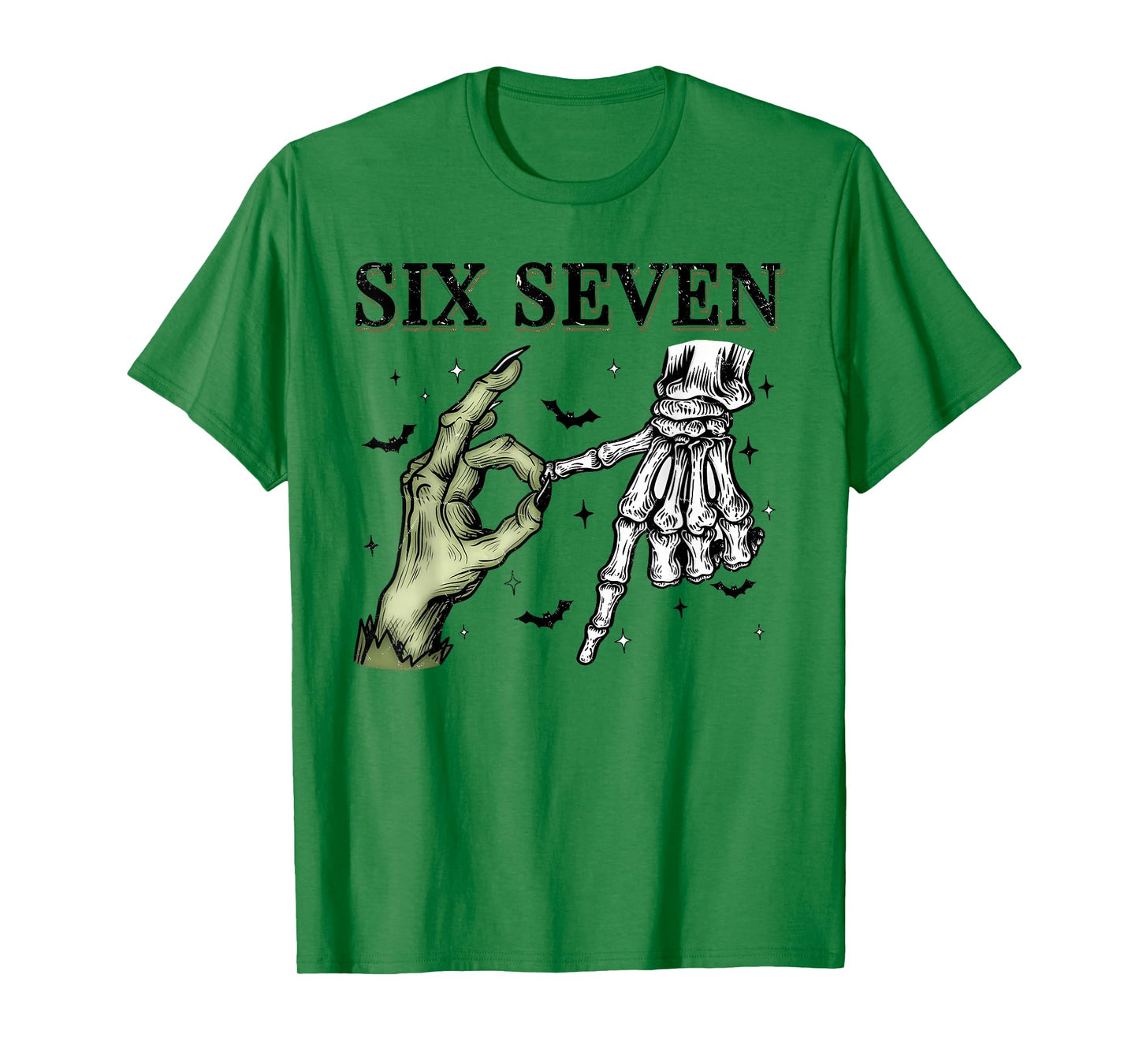 Funny Six Seven 6 7 Meme 67 Skeleton Hand Halloween Costume T-Shirt