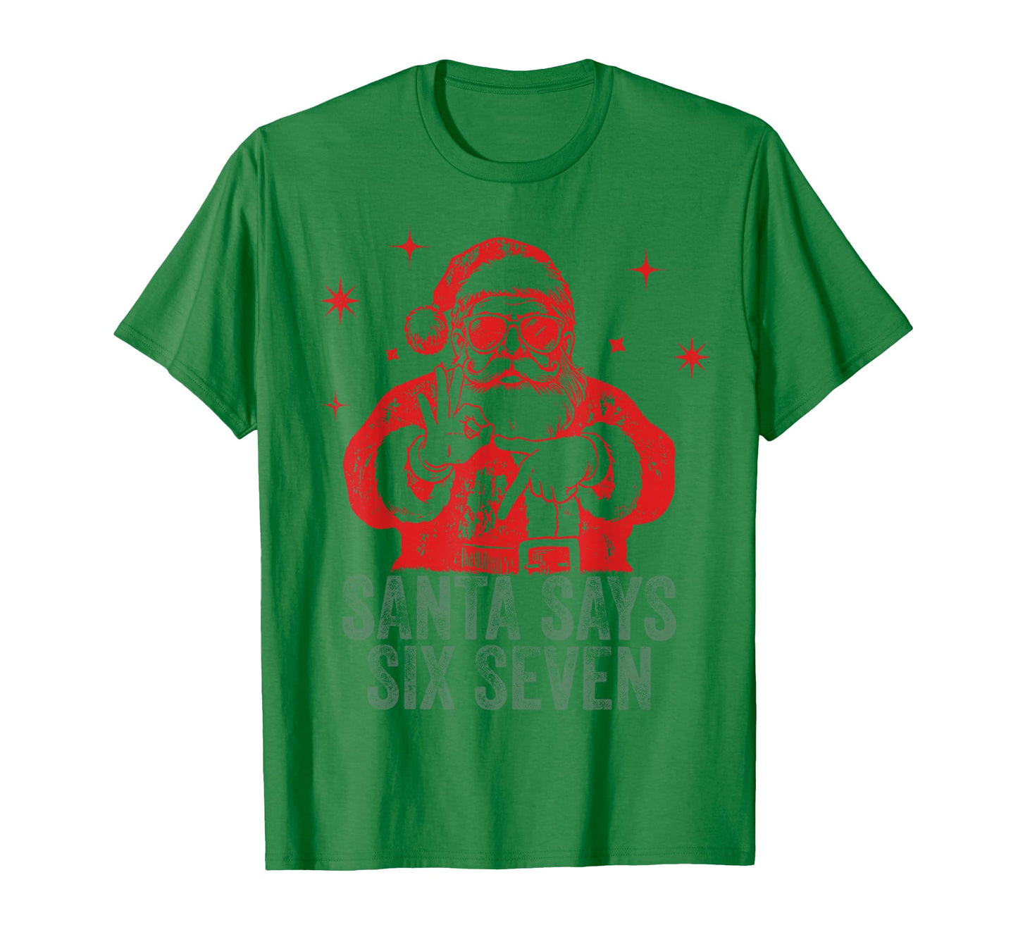 Christmas Santa Says Six Seven Hands Sign Funny 6 7 Meme T-Shirt