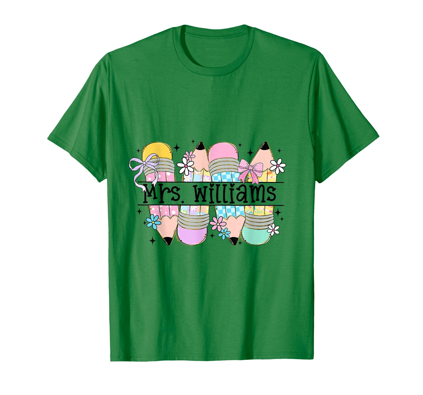 Mrs. Williams Cute Preppy Pencil Coquette Teacher Design T-Shirt