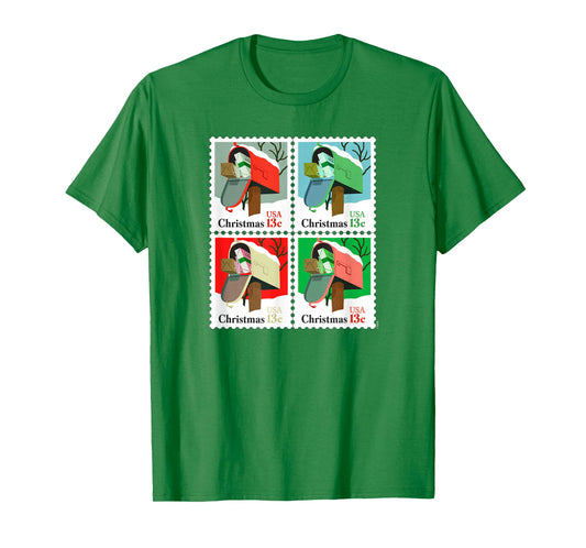 USPS Christmas Stamps Winter Mailbox Pop Art Post Office T-Shirt