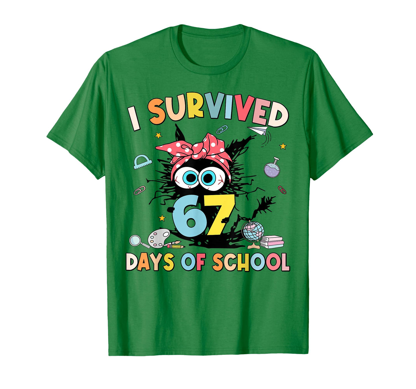 I Survived 67 Days of School Funny Meme Teacher Student Kids T-Shirt