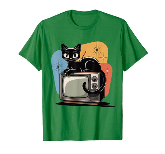 Atomic Age, Retro Cat, Vintage & Modern Mid-Century TV T-Shirt