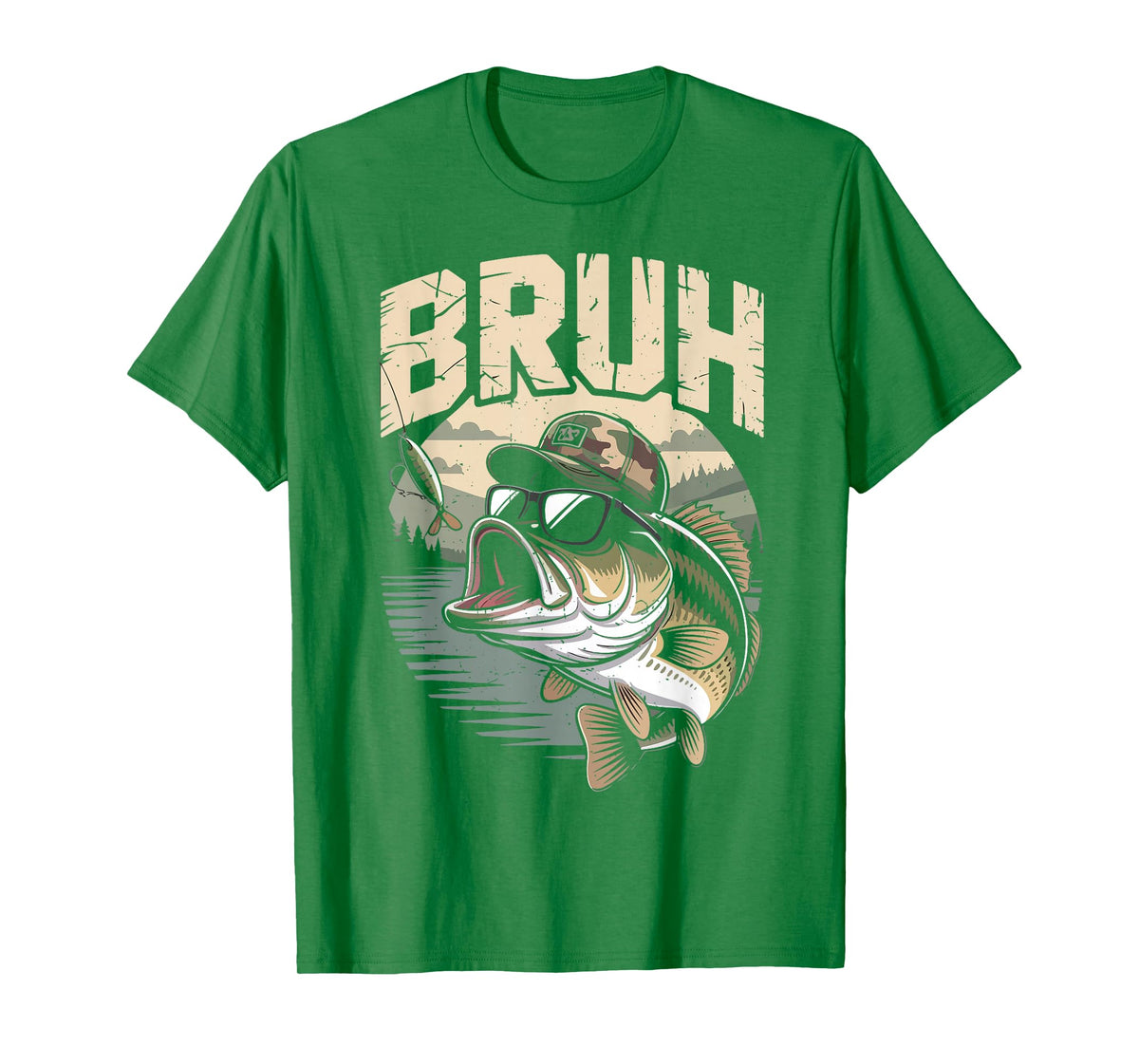 Youth Fishing Camo Bass Fish Bruh Funny Fisherman Toddler T-Shirt