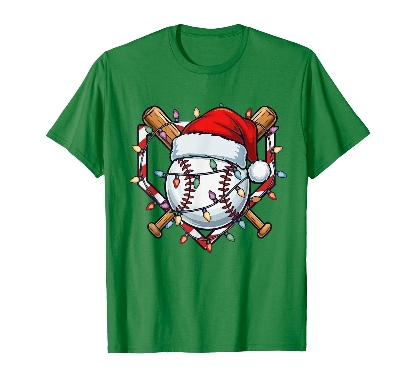 Funny Christmas Baseball Santa Hat for Baseball Players Fans T-Shirt