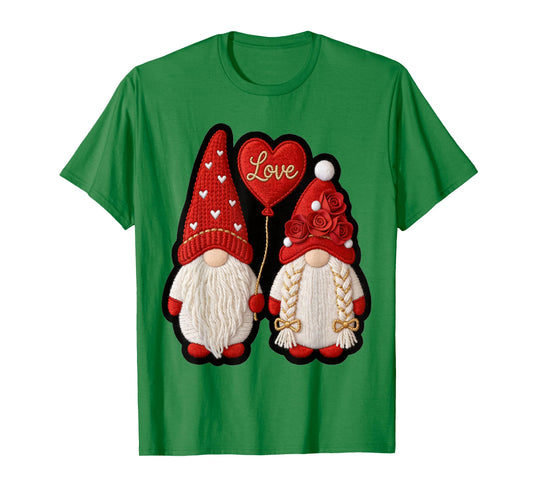 Cute Gnome Valentine with Hearts Gnomes Valentine's T-Shirt