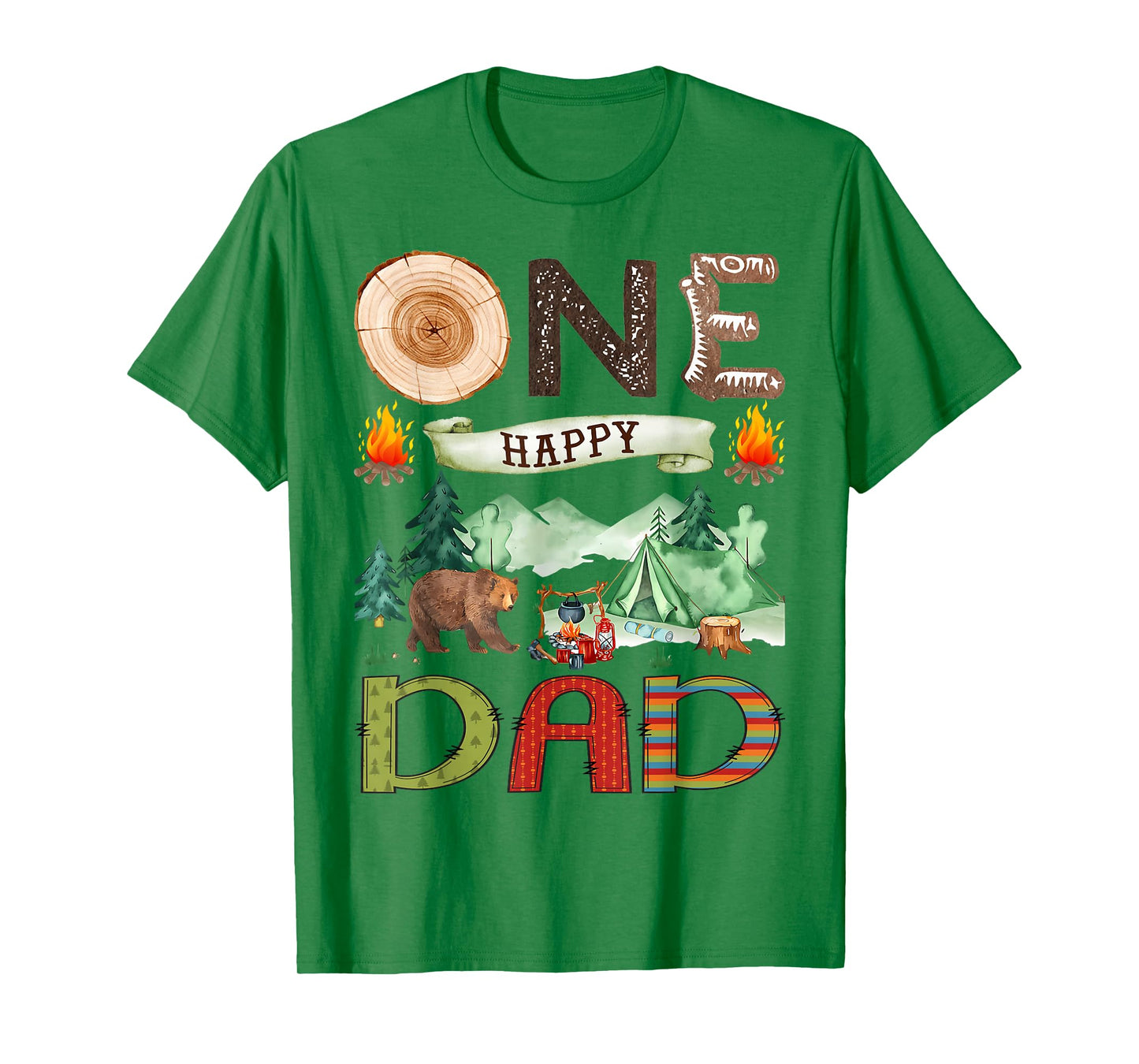 One Happy Dad Camper 1st Birthday Boy Camping Bear T-Shirt