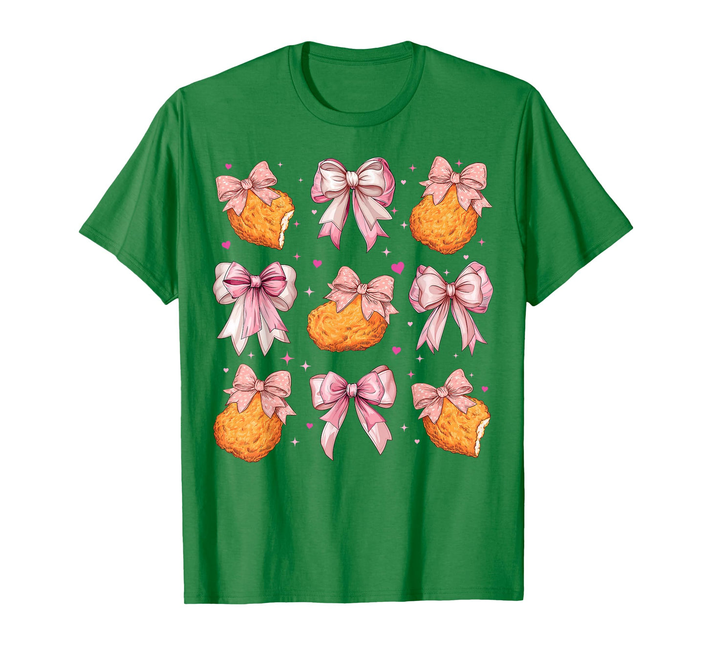 Chicken Nugget Nug Girl Pink Coquette Bow T-Shirt
